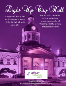 City Hall goes purple in support of Purple Day